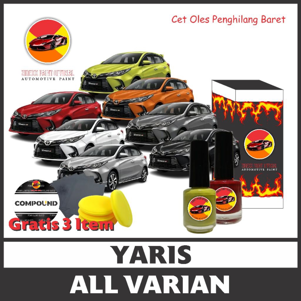 CAT OLES PENGHILANG BARET MOBIL TOYOTA YARIS CITRUS MICA METALLIC ORANGE METALLIC GREY METALLIC ATTI