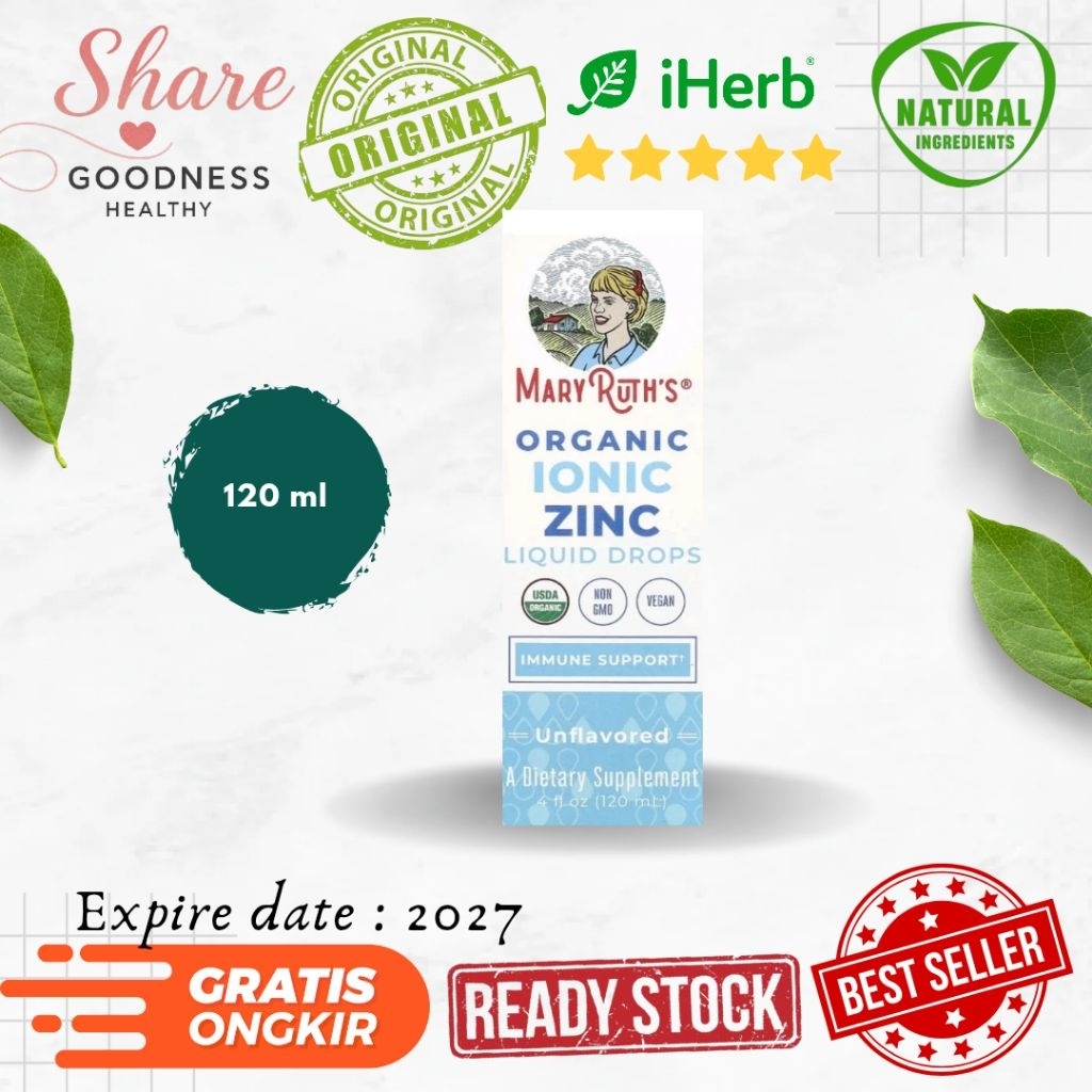 Maryruth's Organic Ionic Zinc Liquid Drops, Unflavored 4fl oz (120ml) (11.25 mg per serving)