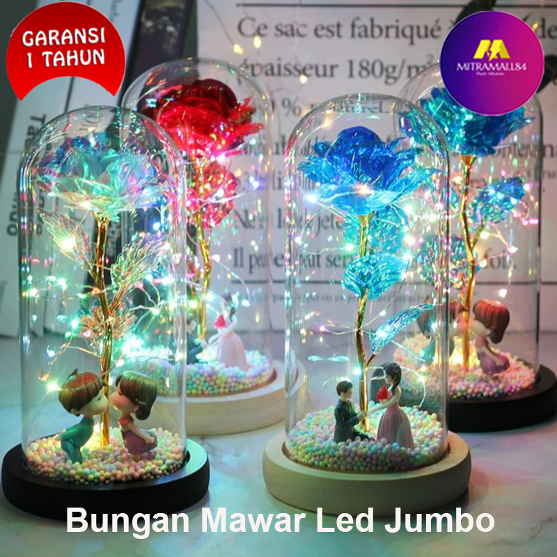 Lampu LED Bunga Mawar Led Besar Dekorasi Gift Box Beauty and The Beast Rose Lampu Led Mawar