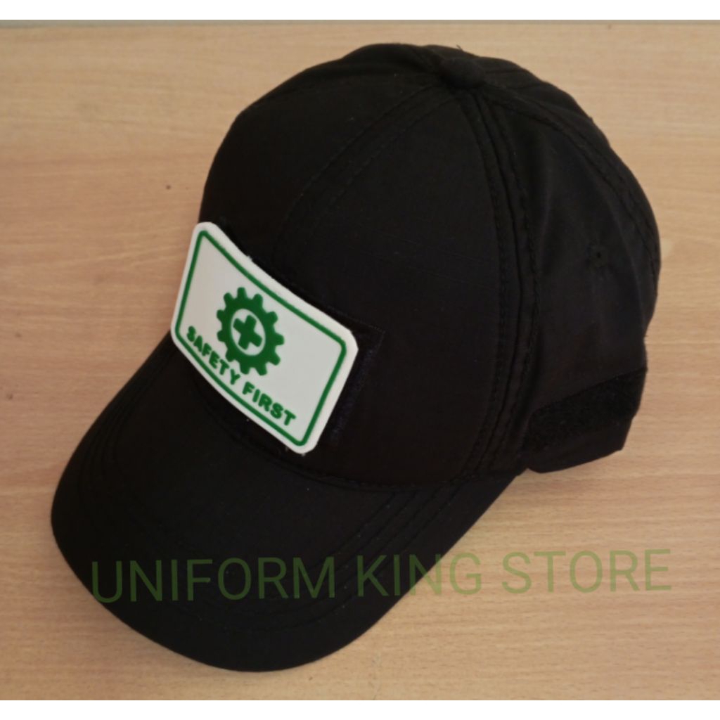 TOPI SAFETY FIRST HITAM 1 PATCH RUBBER - TOPI SAFETY FIRST TEMPELAN PEREKAT PATCH RUBBER - TOPI SAFE