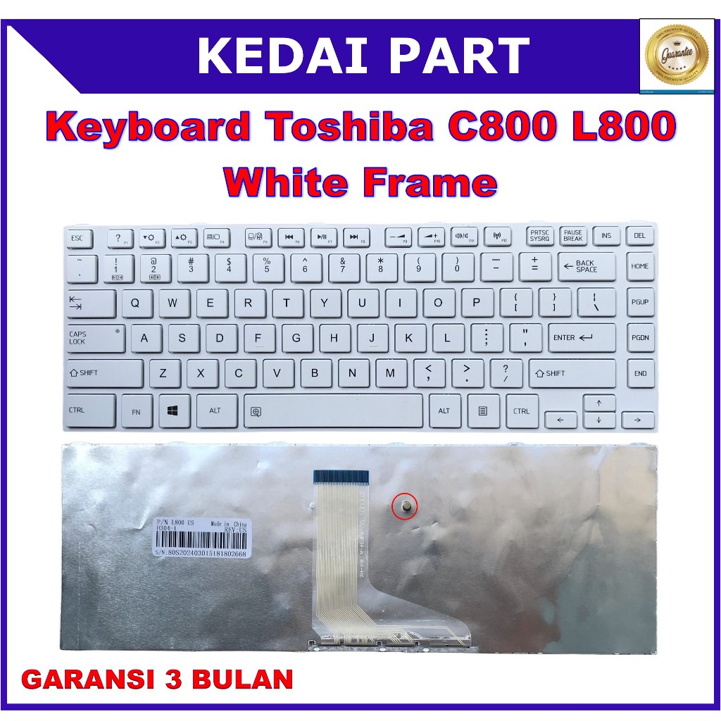 Keyboard Toshiba L800 C800 C845 C845D L805 L830 L840 M800 M805 Frame White