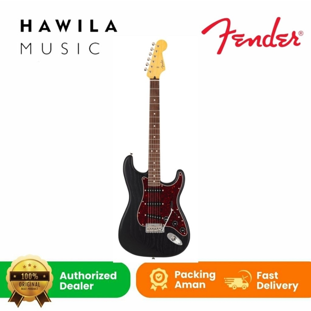 Gitar Fender MIJ Limited Stratocaster Electric Guitar RW FB Raw Ash Black