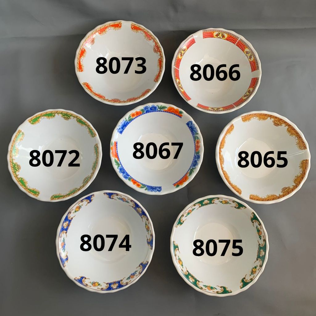 Mangkok Keramik Lilia 1 Lusin Motif Elegan - Mangkok Makan - Mangkok Motif Bunga