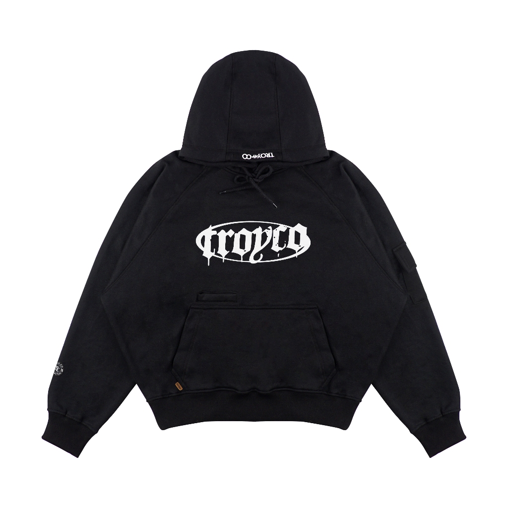 Troy Company Boxy Arm Pocket Hoodie Jake Ka - Hoodie Boxy Hitam BAPH 3432