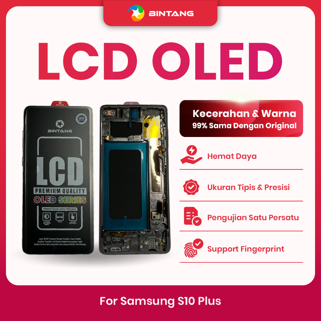 BINTANG OLED LCD with Frame Fullset Touchscreen for SAMSUNG S10 PLUS