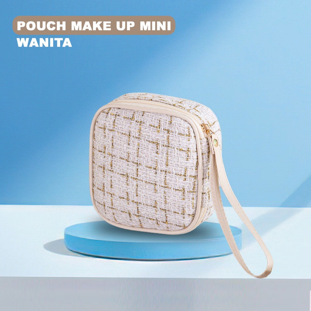 Tas Pouch Make Up Mini Tas Kosmetik Rajut Polos Travel Pouch Mini Simple New Collection - BK 6033