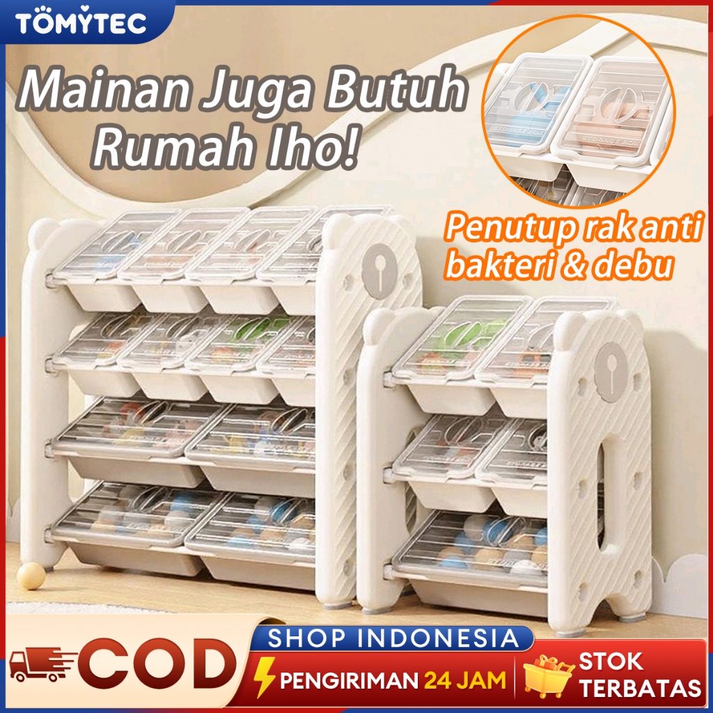 Rak Mainan Anak Susun Penyimpanan Anti Debu Aman untuk Anak Serbaguna
