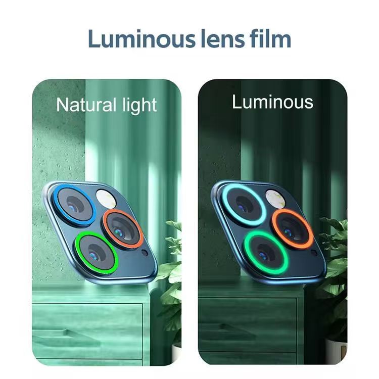 Premium tg camera kamera macaron glow Luminous Colorful Lens Films Protection For iPhone 11 12 Mini 