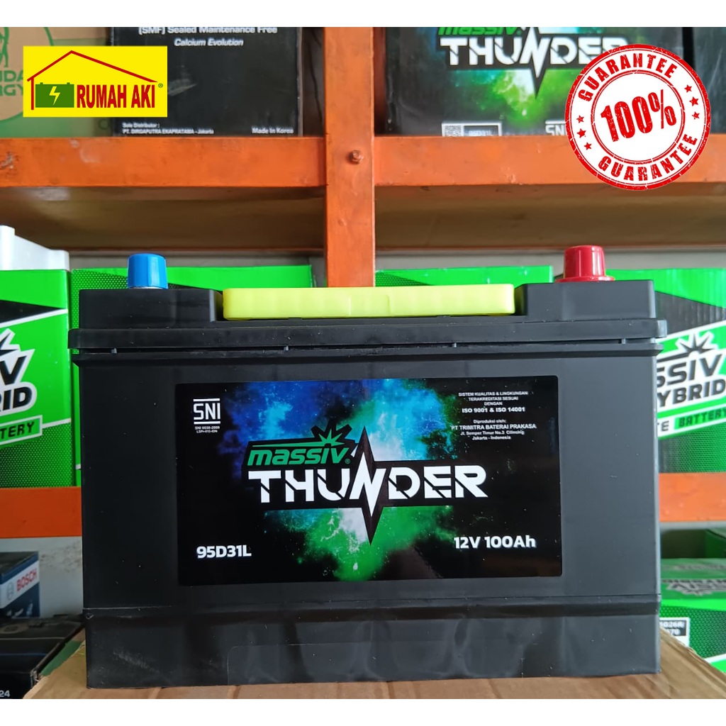 Aki Mobil Massiv Thunder 95D31L / NX120-7L - 12V - 80Ah Maintenance Free Aki Kering