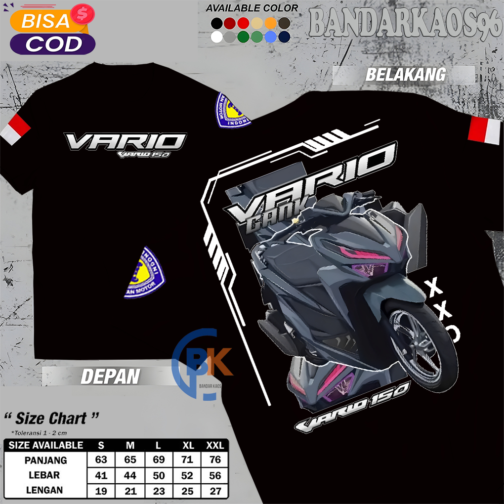 Bandarkaos96 Kaos Baju HONDA VARIO 150 HONDA GANK SW Kaos Otomotif | kaos racing motif Vario | kaos 