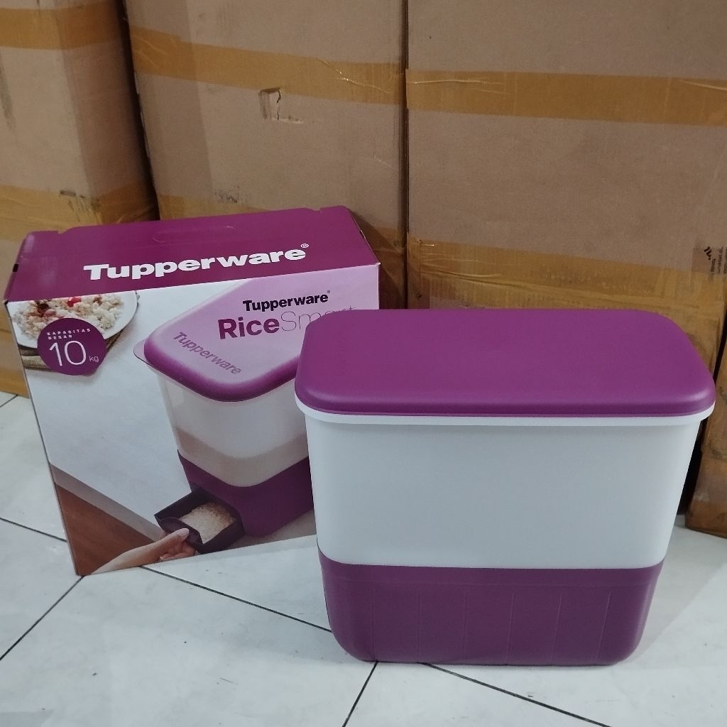Rice Smart 10kg (ungu putih) + Box - wadah beras - tupperware