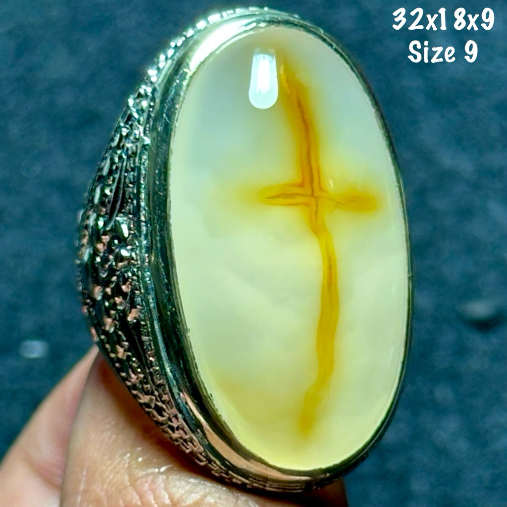 Cincin Batu Akik Natural Baturaja Tapak Jalak Serat Kura Jumbo Kristal (asli alam)