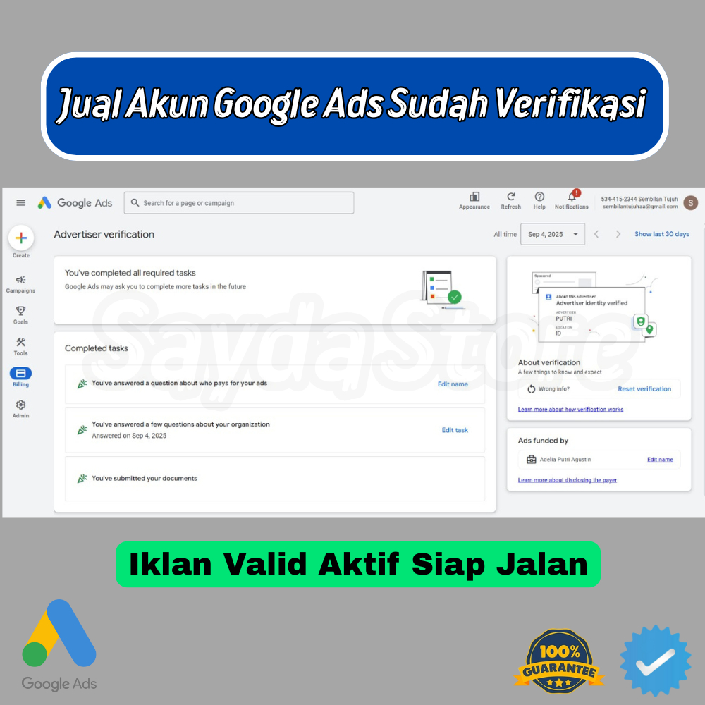 Akun Google Ads Sudah Verifikasi Pengiklan