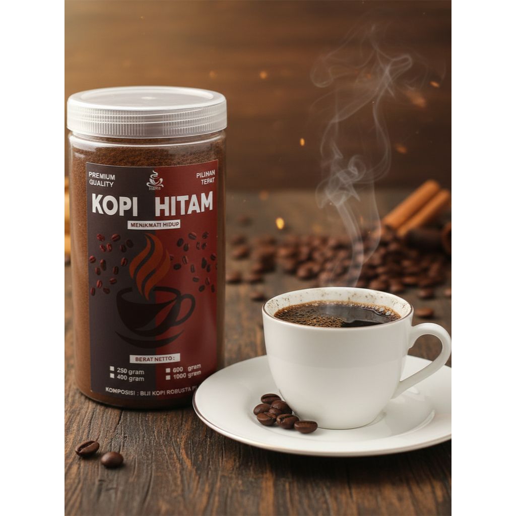 KOPI BUBUK ROBUSTA 600GRAM KEMASAN TOPLES, KOPI HITAM DARI BIJI KOPI PILIHAN, KOPI ROBUSTA/ KOPI HIT
