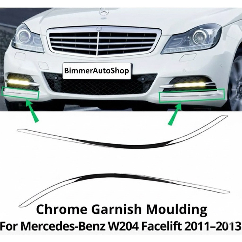 List Chrome Bumper Depan C Class W204 Facelift (2011-2013)