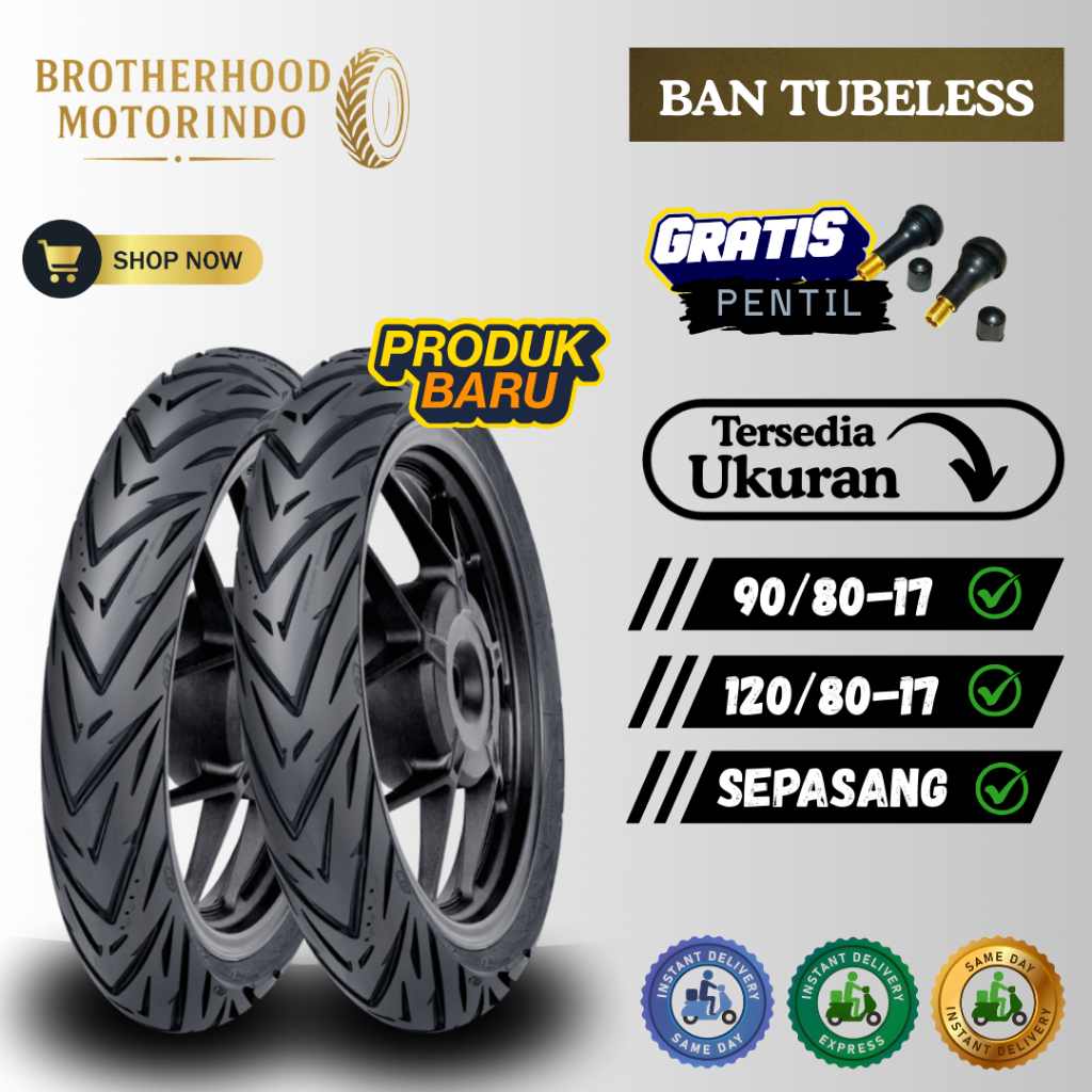 (PAKET SEPASANG) BAN FDR GENZI PRO (90/80-17 / 120/80-17) TUBBELES / BAN GENZI TUBLES / BAN MOTOR RI