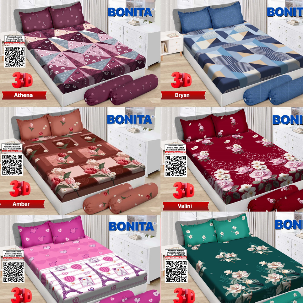 SPREI BONITA MOTIF SIZE KING DAN QUEEN 180 x 200 dan 160 x 200 MOTIF TERBARU [Gallery Batik Makassar