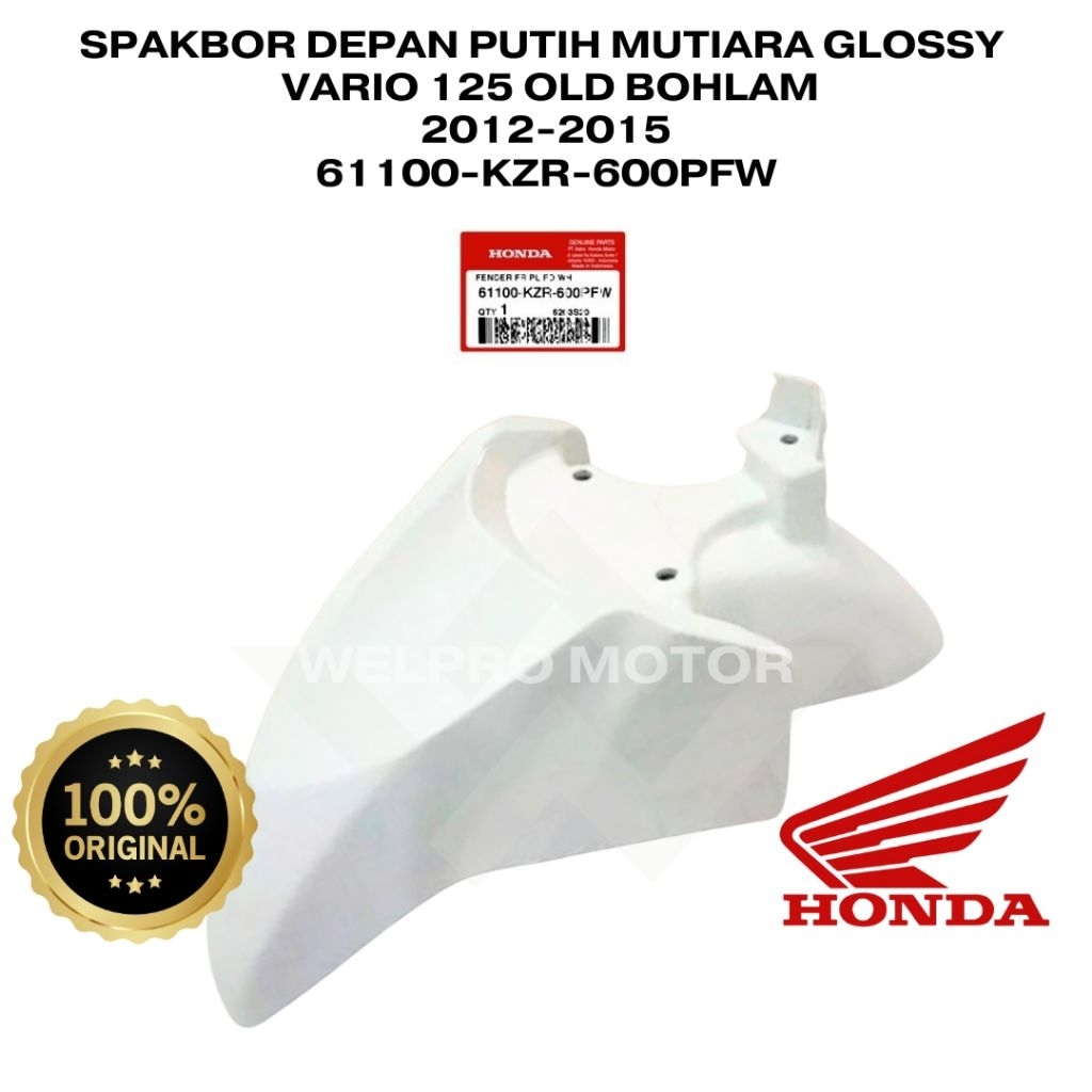 Spakbor Slebor Selebor Depan Vario 125 FI Techno Old Bohlam 2012-2015 Ori Honda AHM Putih Glossy Mut