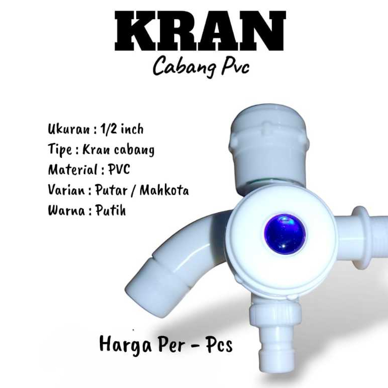 Kran Cabang Pvc / Kran Cabang 2 / Kran Shower /  Mahkota - Putih