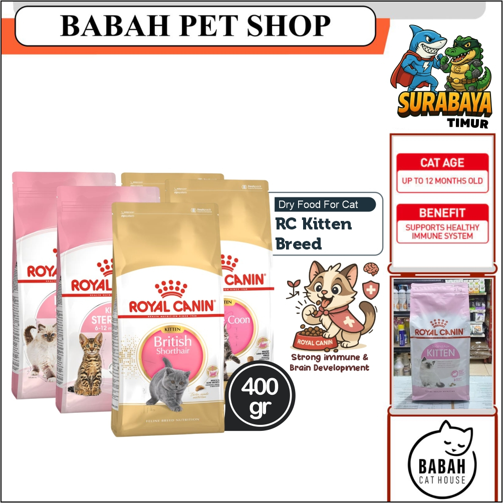 400gr ROYAL CANIN KITTEN BREED cat food persian british mainecoon sterilised makanan anak kucing rc 