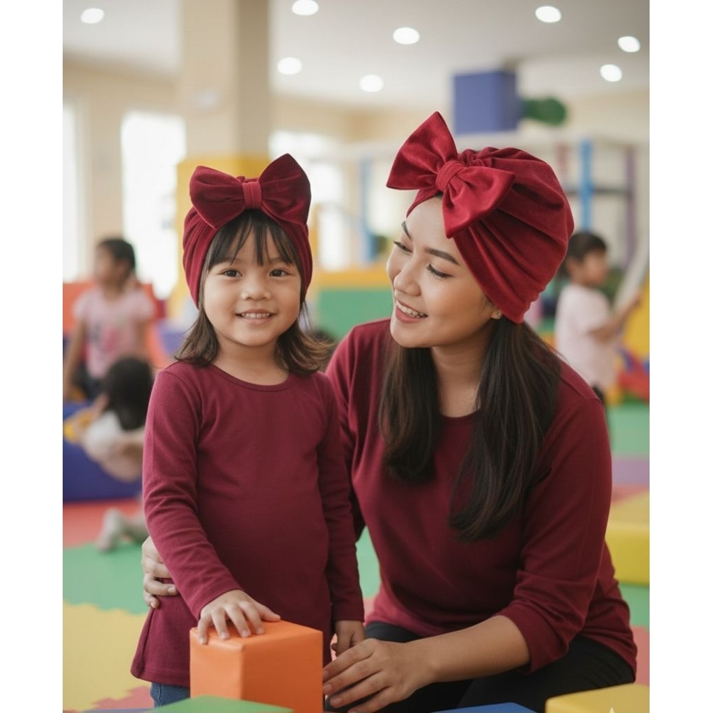 Turban Instan Pita Polos Beludru Anak dan Dewasa