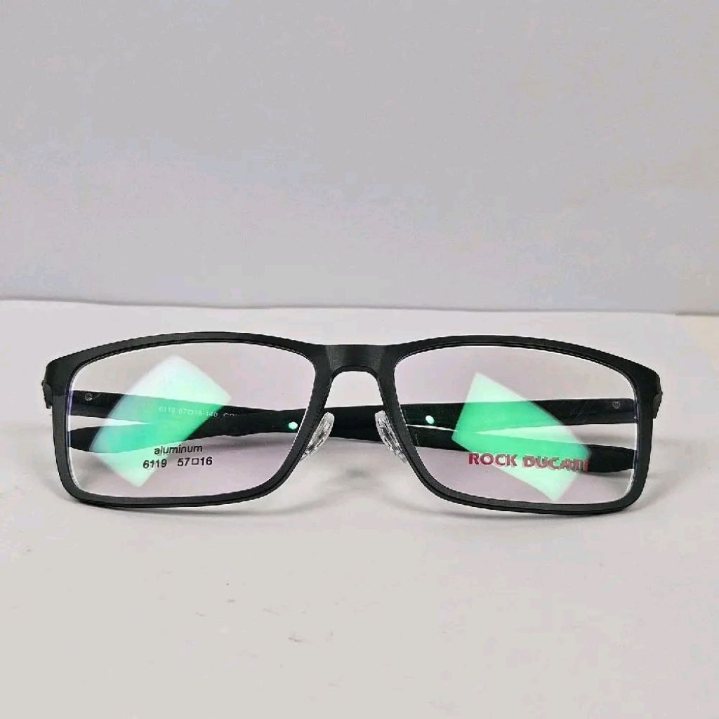 Frame Kacamata Pria ROCK DUCATI 6119 Hitam – Frame Persegi Panjang Aluminium Premium 57mm Ringan Kok