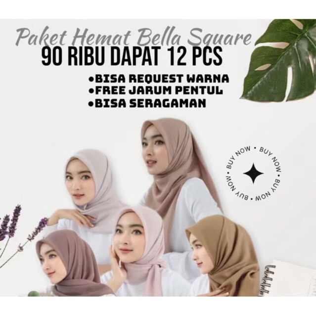 PAKET USAHA HIJAB  BELLA SQUARE / HIJAB SEGIEMPAT POLYCATTON/HIJAB HARIAN