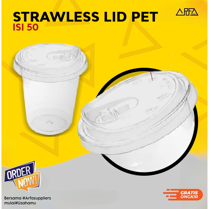 Tutup Gelas PET Strawless Cup Lid isi 50