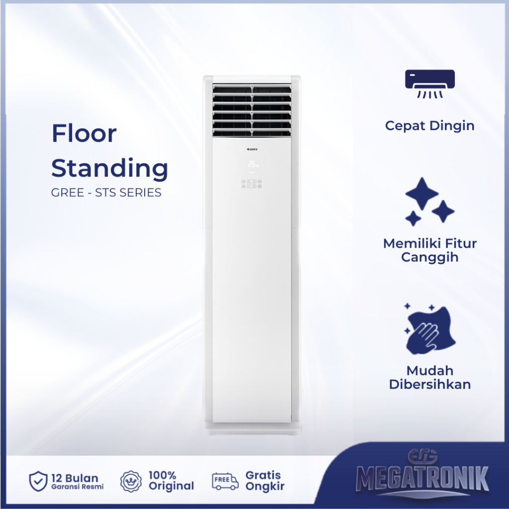 GREE AC Floor Standing 5PK Non Inverter Dengan Smart WIFI dan LED Display STS Series Model GVC 48STS