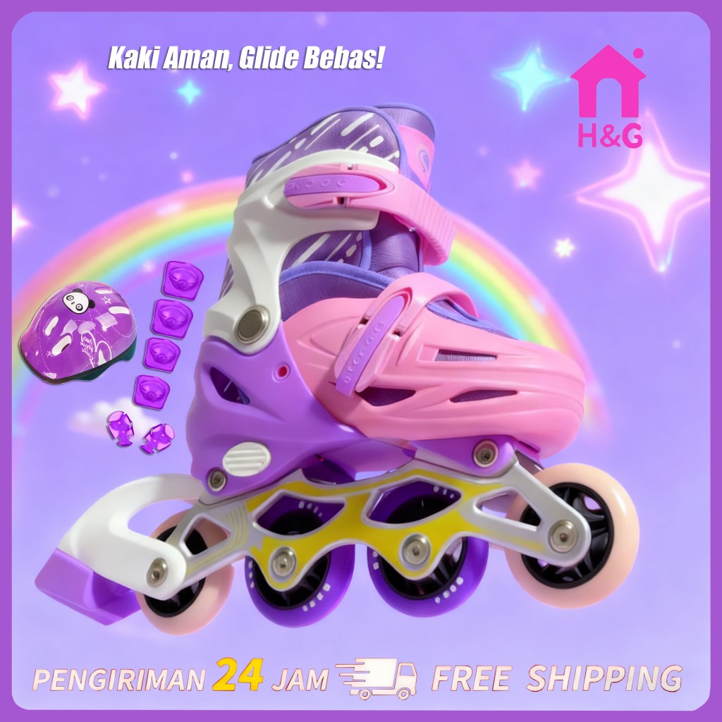 H&G Sepatu roda 4 ban untuk anak-anak dapat diubah menjadi mode tiga roda, lebih cocok untuk pemula.