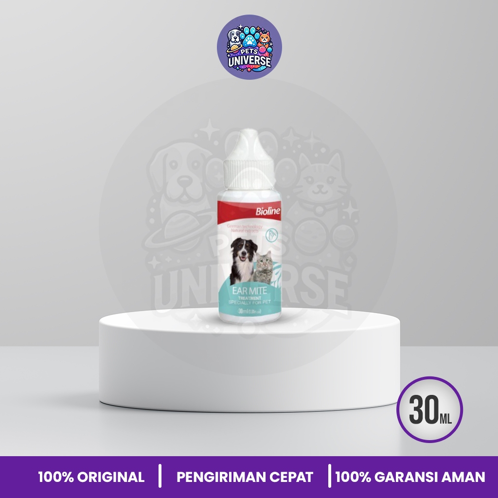 Bioline - Natural Tea Tree Oil Extract Pet Ear Mite Care - Solution 30ml - Membersihkan telinga