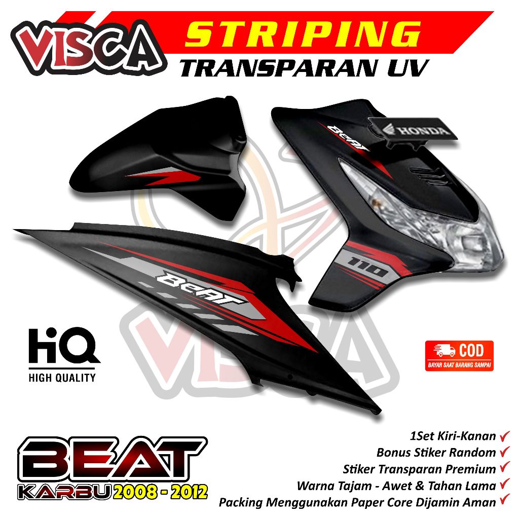 Striping Transparan Beat Karbu 2008 - 2012 Desain Simpel Variasi Road Race