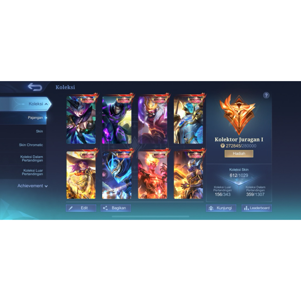 Jual akun mobile legends pribadi kolektor juragan 1 otw kolektor sultan