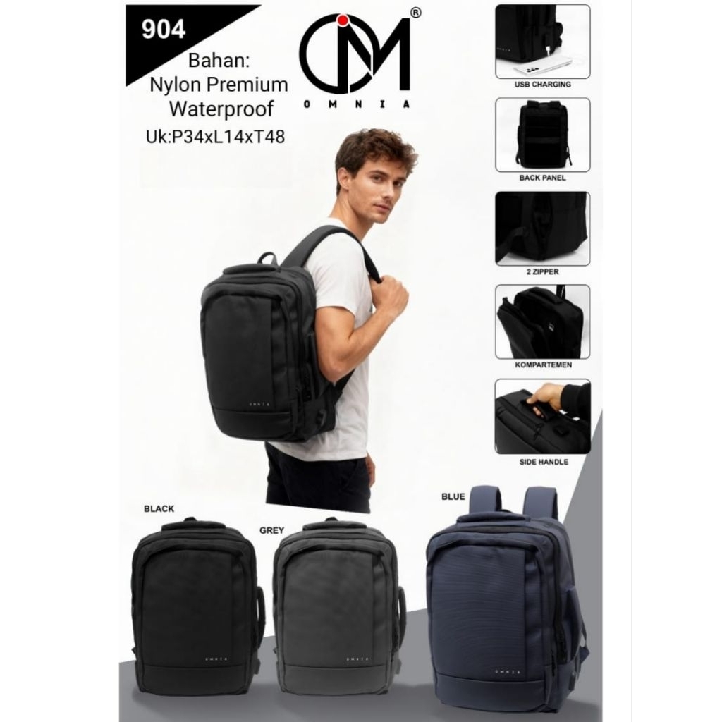 OMNIA Tas Ransel Laptop Anti Air Side Handle Rain Cover