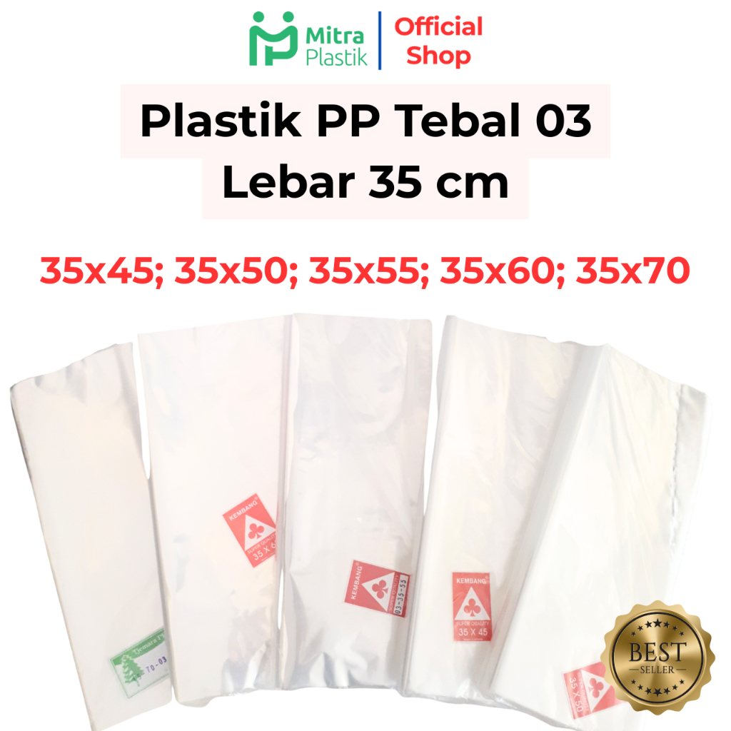 Plastik PP Lebar 35 Tebal 03 35x45 35x50 35x55 35x60 35x70 Kantong Plastik Bening Transparan