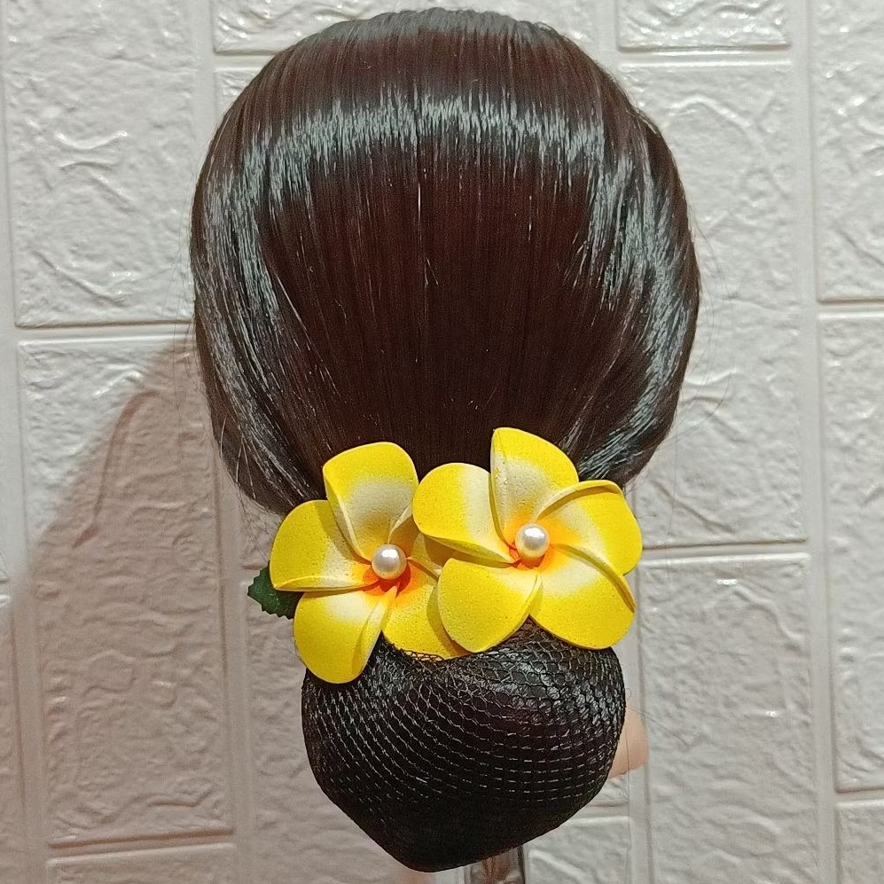 Jepit arnet bunga jepun untuk wanita / jepit harnet bunga kamboja kuning