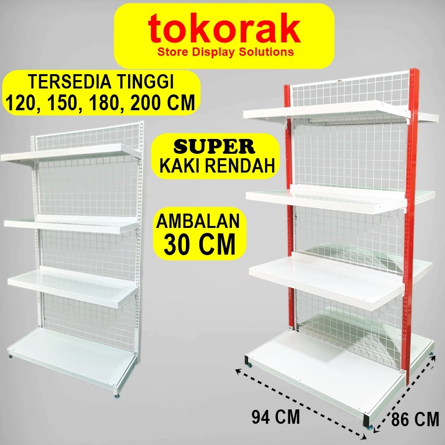 RAK GONDOLA MINIMARKET SUPERMARKET KR 40 / 30 CM SINGLE DOUBLE ISLAND AMBALAN SHELVING RAK SUPERMARK