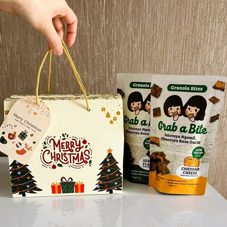 GRAB A BITE (Christmas Hampers) -  | Granola Bites Snack Sehat Gurih Asin | Camilan Diet Rendah Kalo