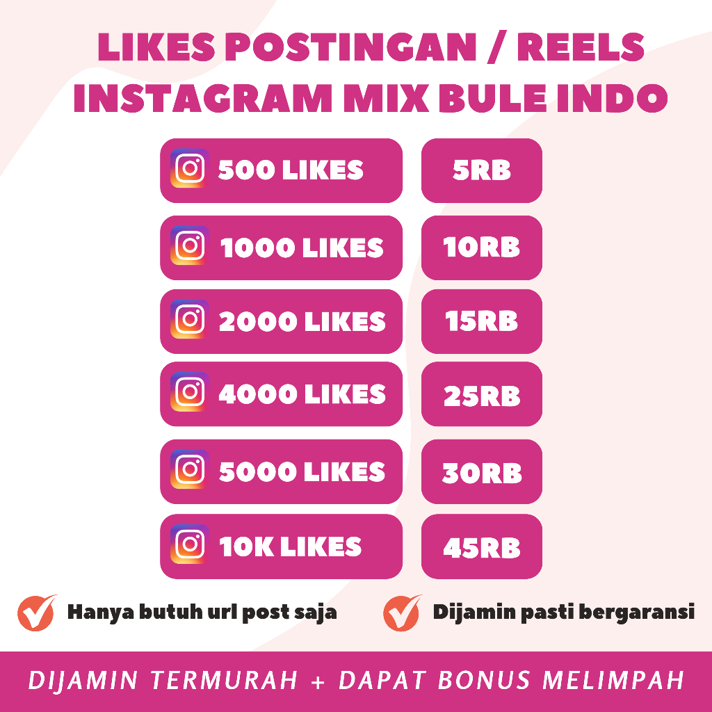 [PROMO] LIKES INSTAGRAM PASIF MIX INDONESIA PERMANEN