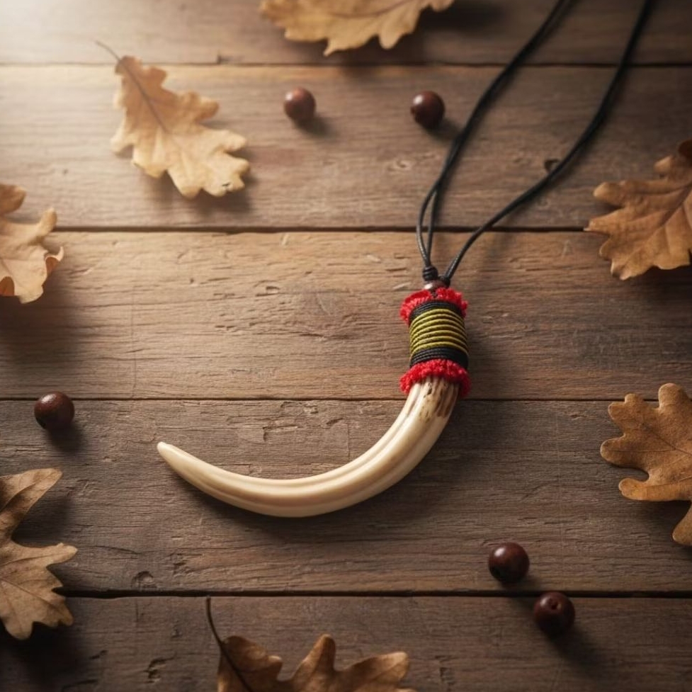 Kalung Taring Babi Replika Panjang 14Cm Asesoris Pria Wanita