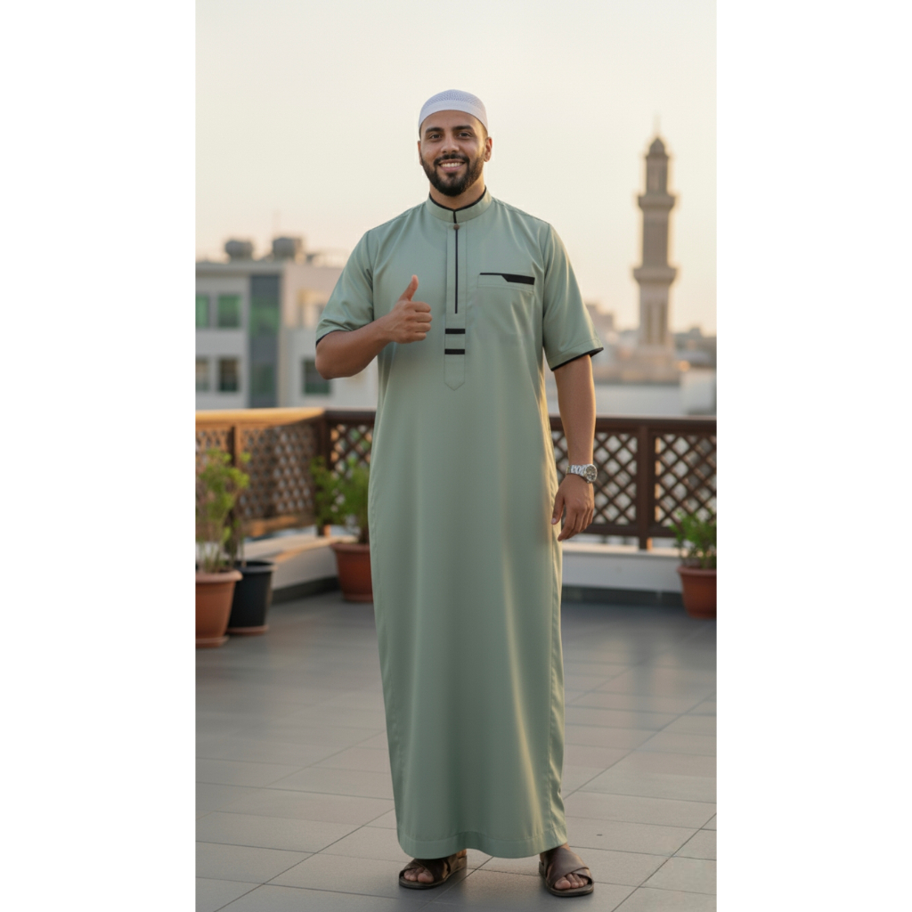 JUMBO S-8XL Gamis Jubah Pria Cowok Laki Katun TOYOBO PREMIUM ADEM Putih Hitam Navy Hijau Botol Cokel