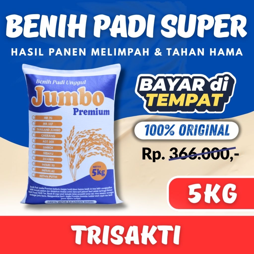 Benih Padi Genjah Padi Unggul Padi Trisakti Usia Panen 70 Hst Kemasan 5kg