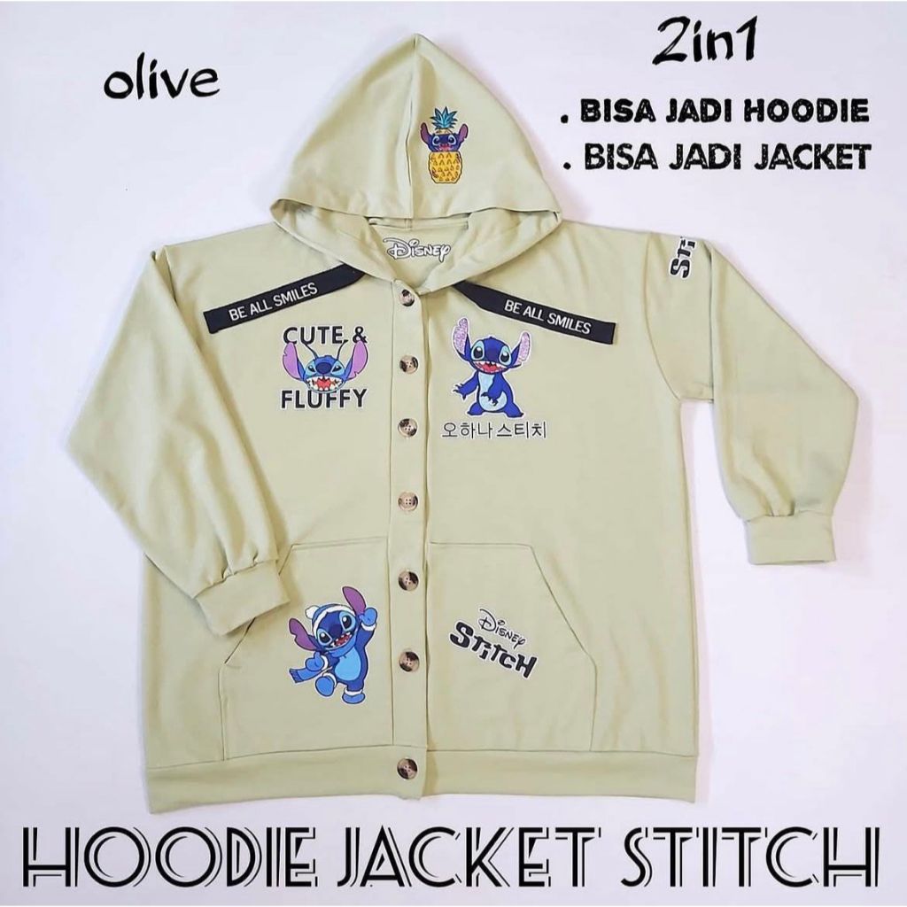 Hoodie Jacket Stitch Lilo Frenchterry Olive