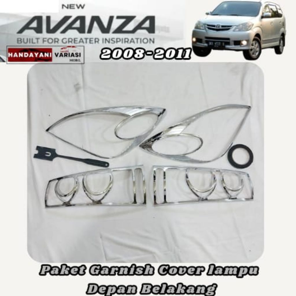 Paket Garnish List Lampu Depan Belakang Chrome Toyota Avanza 2008 2011