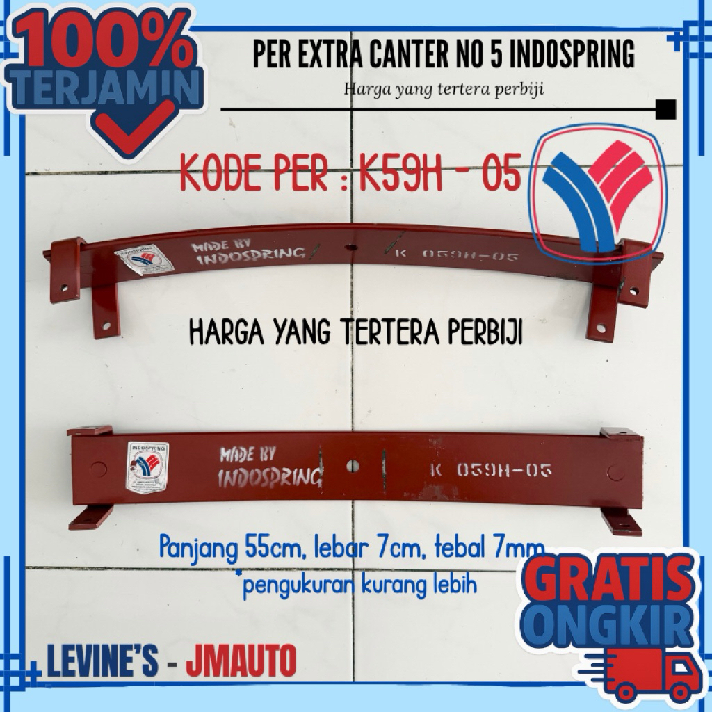 per extra canter nomor 5 k59h no 5 merk Indospring pir daun tambahan ps125 nomer5 leaf spring coltdi