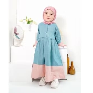Nusyaibakids - Rumaisa Dress / Gamis Anak Perempuan Linen