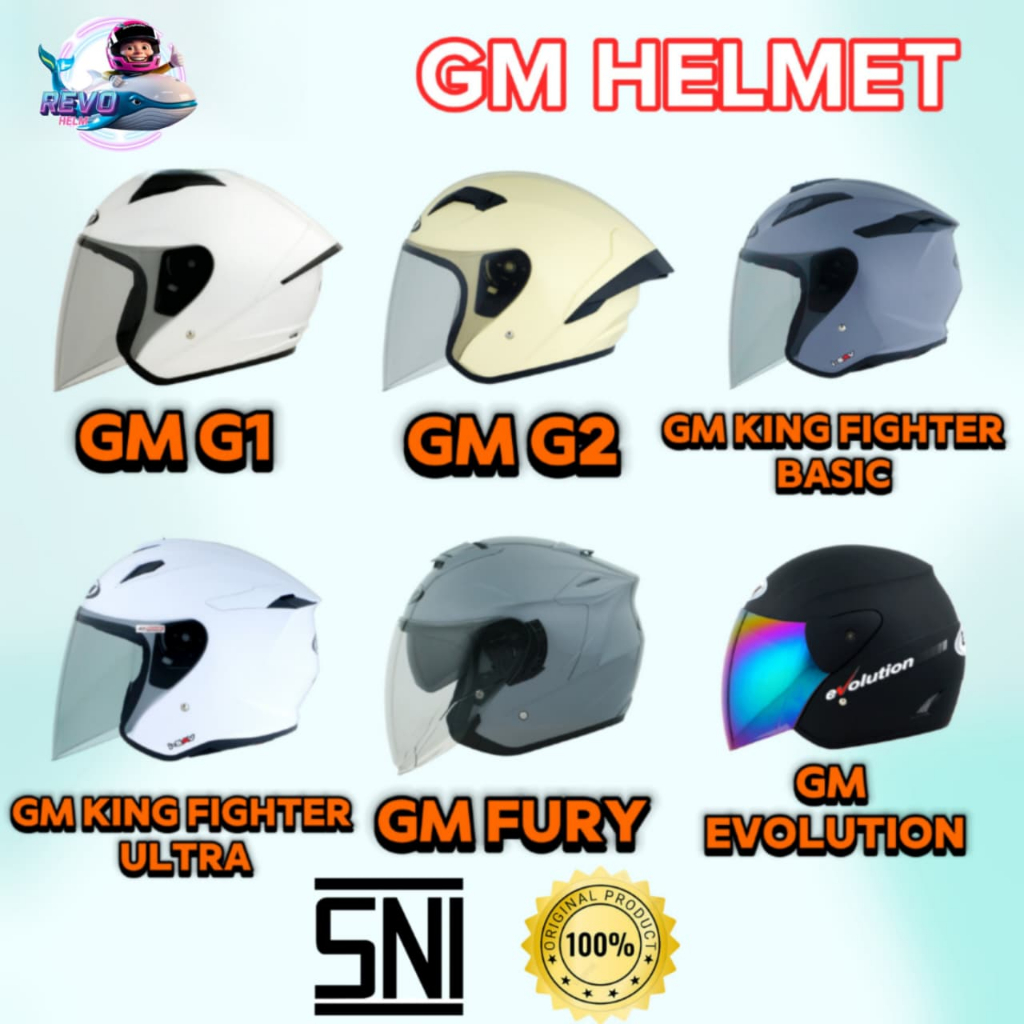 HELM GM G1 / G2 / KING FIGHTER BASIC / KING FIGHTER ULTRA HALF FACE PRIA & WANITA ORIGINAL SNI