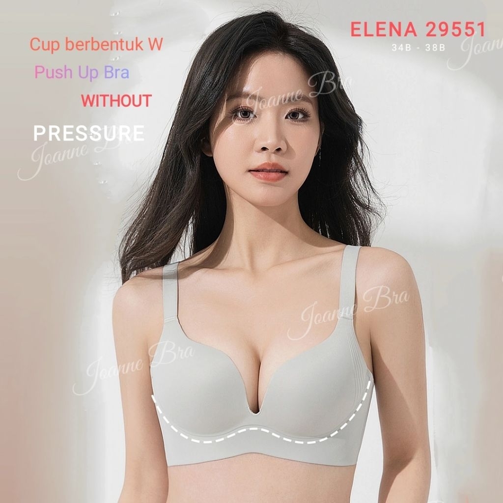 Elena Push Up Bra BH Tanpa Kawat Cup B Busa Tebal E 29551 - 34B - 38B - Bra Seamless Kait 4 Full