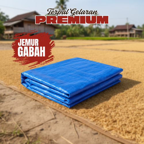 Terpal Plastik Lembaran Hamparan Jemur Padi Gelaran Gabah
