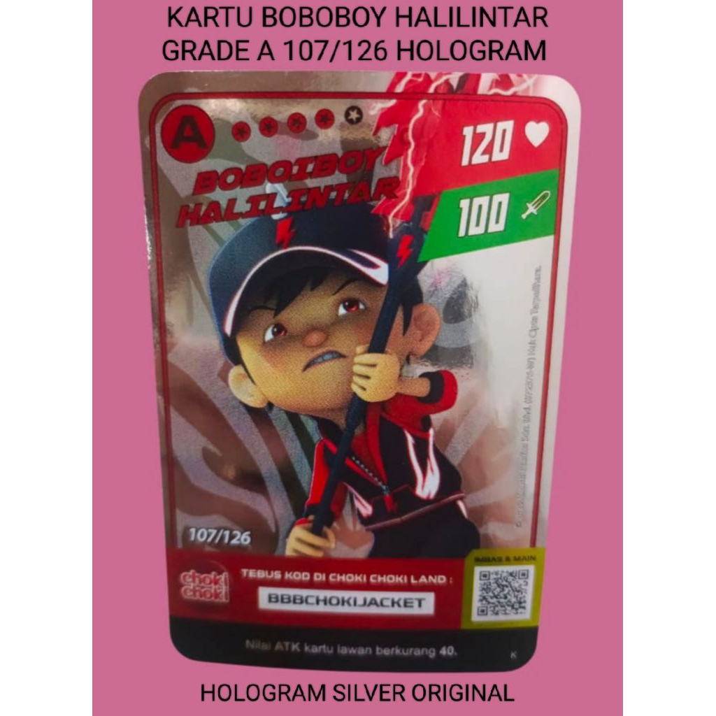 KARTU CARD BOBOIBOY HALILINTAR GRADE A HOLOGRAM 107/126 ORIGINAL